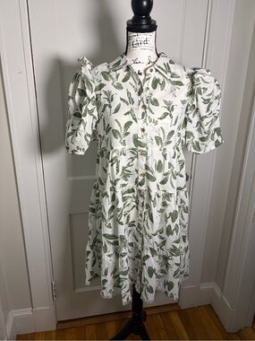 GiGiO Green Leaf Print dress